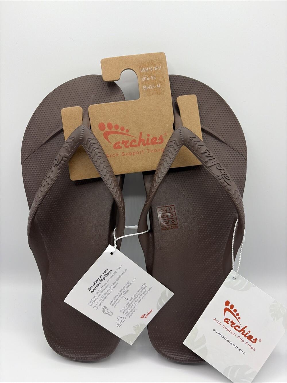 Archies flip flop Unisex Sz M 10 W 11 Chocolate Brown Arch Support Therapy NWT